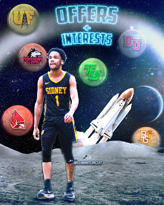 custom basketball graphic with player on the moon and his offers behinf him on planets
